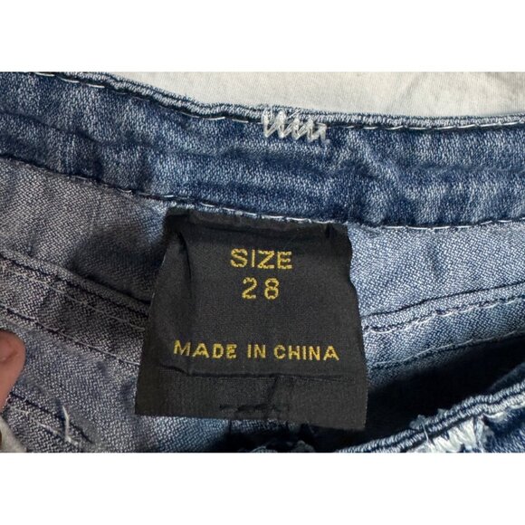 True Religion Womens Joey World Tour Blue Denim Jeans Size 28 Distressed Style - Picture 5 of 12